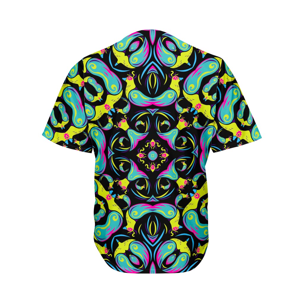 Ornament Psychedelic Trippy Print Men's Baseball Jersey