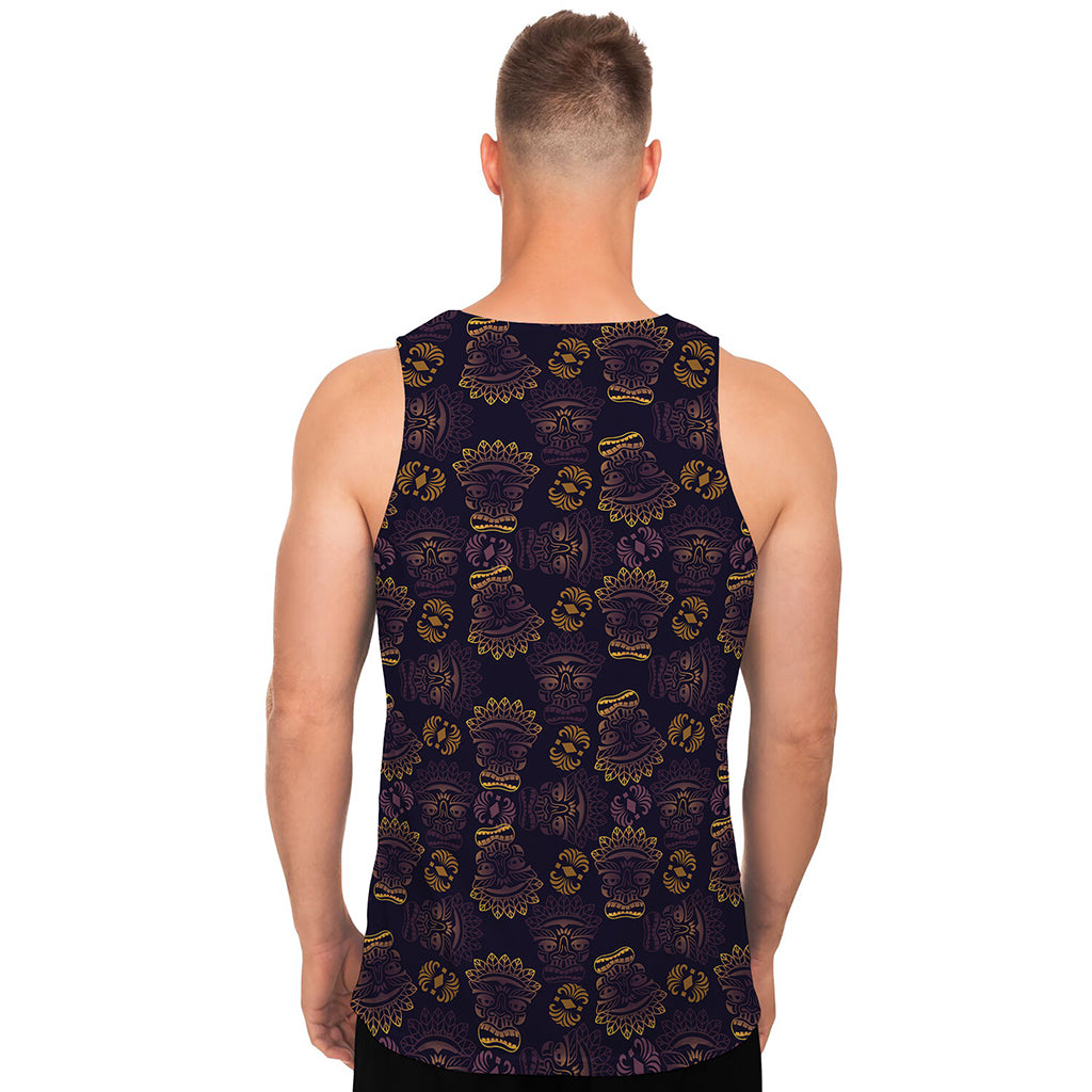 Ornament Tiki Mask Pattern Print Men's Tank Top