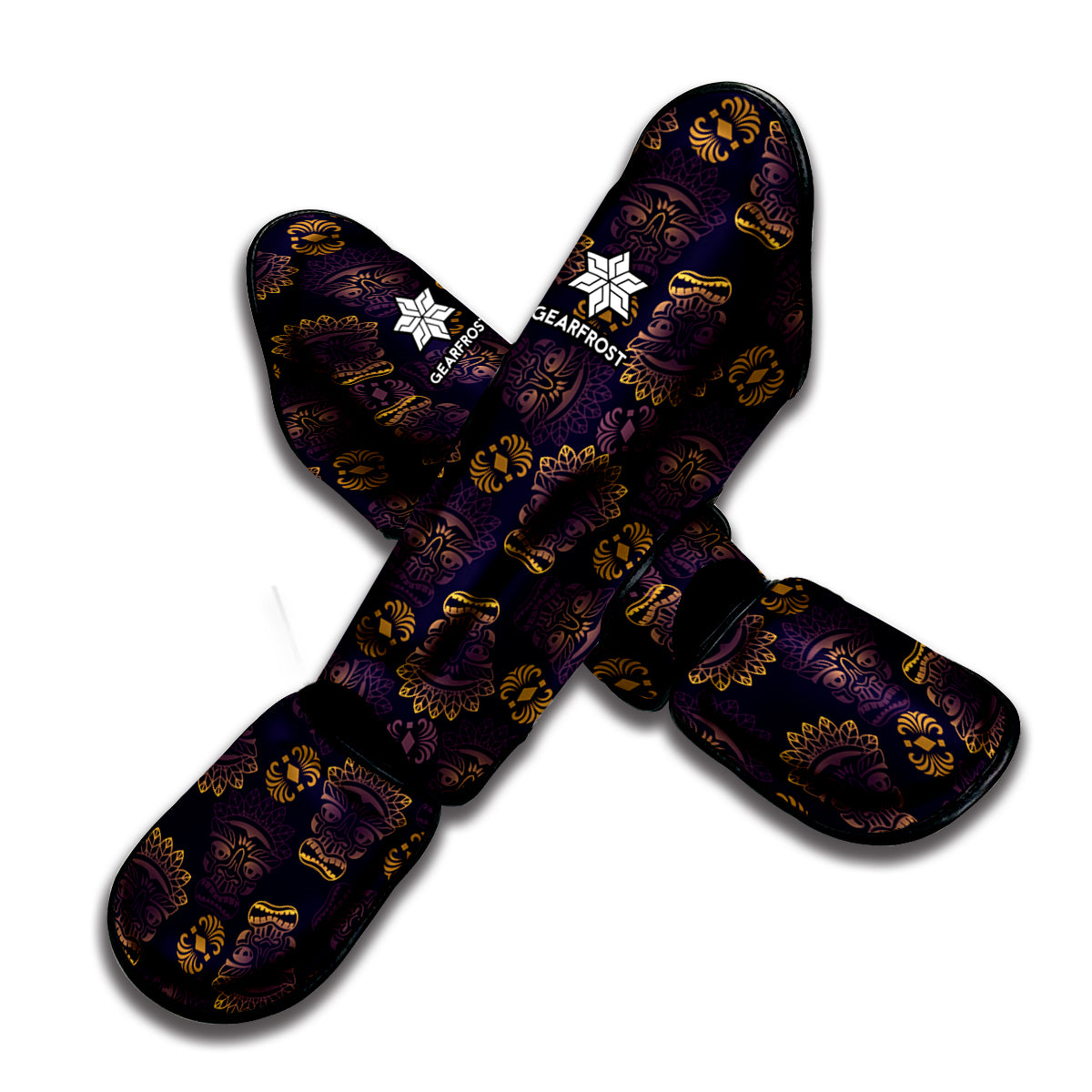 Ornament Tiki Mask Pattern Print Muay Thai Shin Guard
