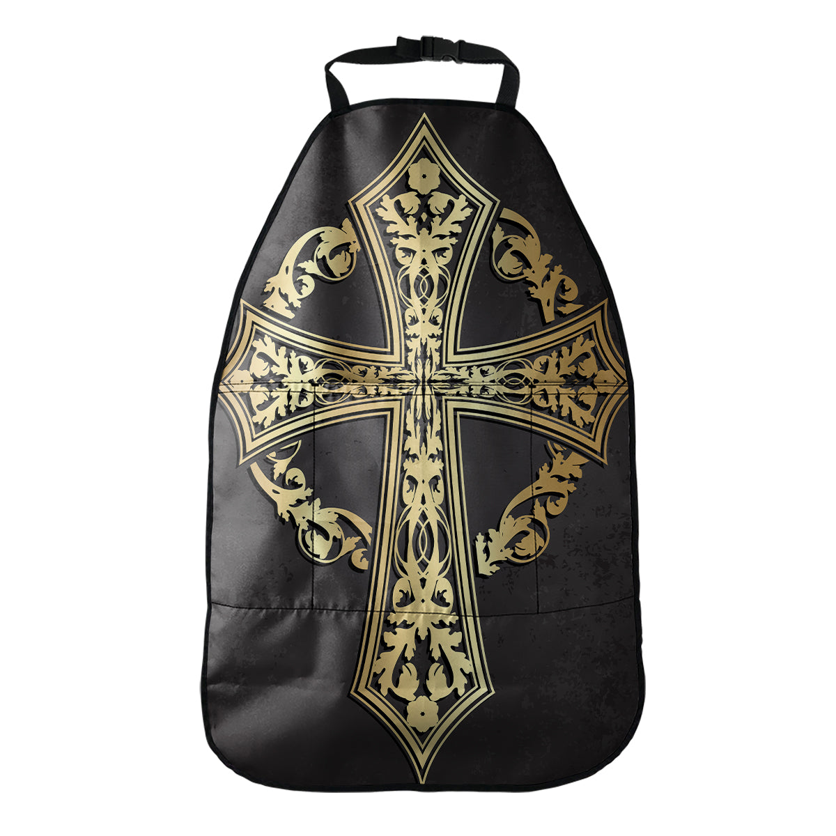 Ornamental Golden Cross Print Car Seat Organizers