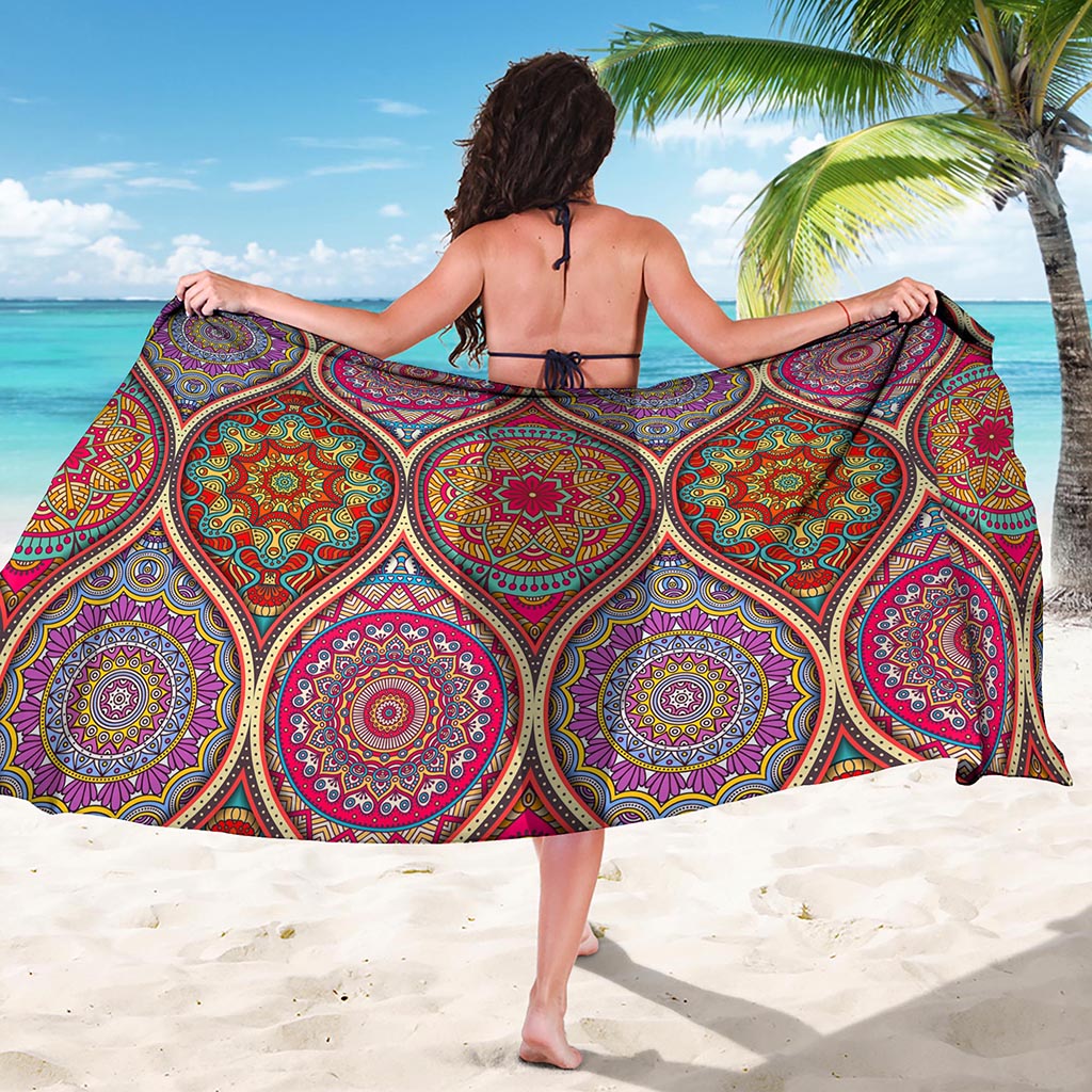 Oval Bohemian Mandala Patchwork Print Beach Sarong Wrap
