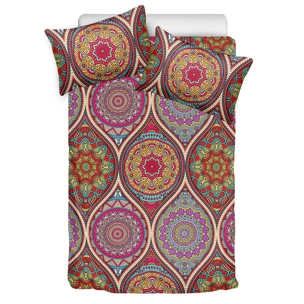 Oval Bohemian Mandala Patchwork Print Duvet Cover Bedding Set