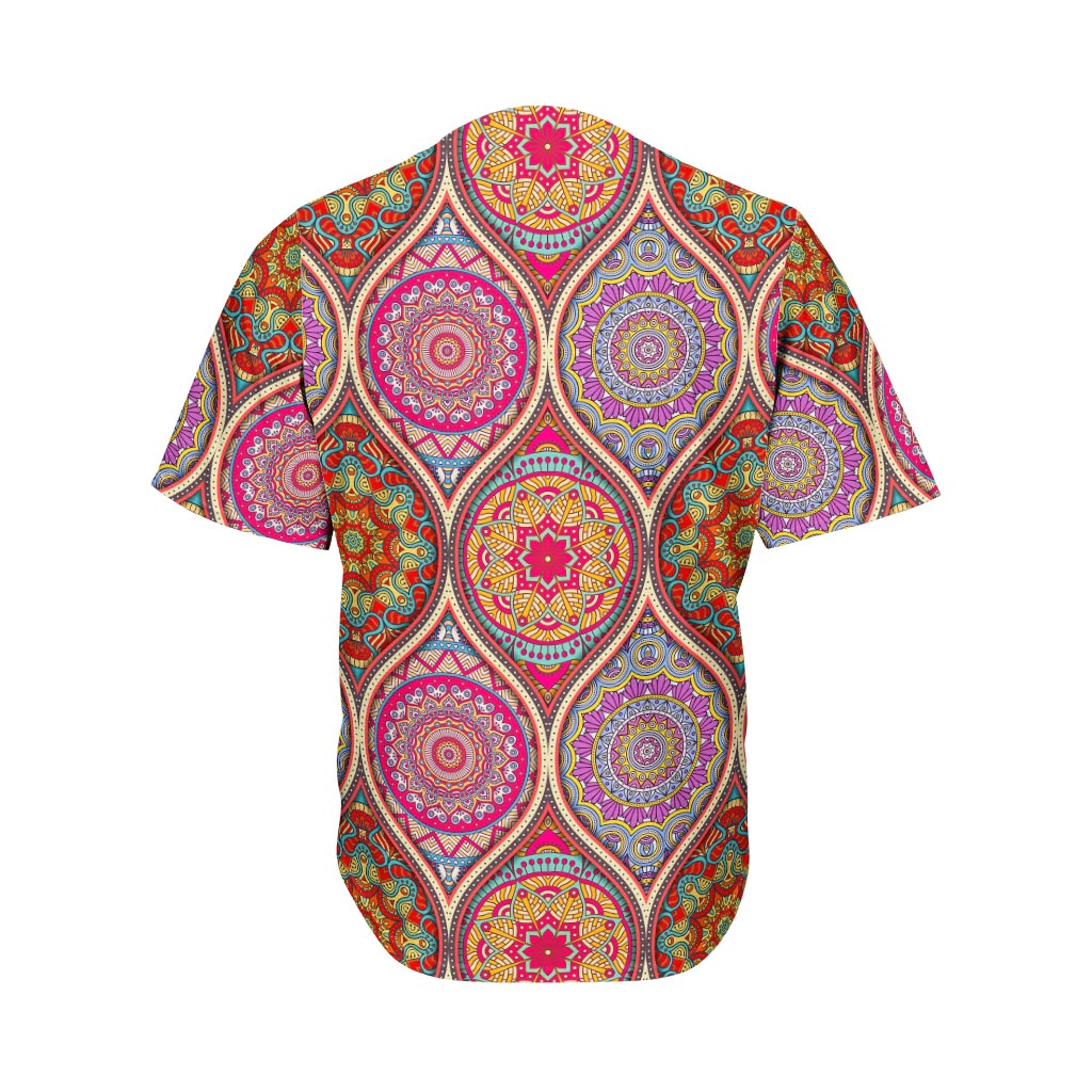 Oval Bohemian Mandala Patchwork Print Men's Baseball Jersey