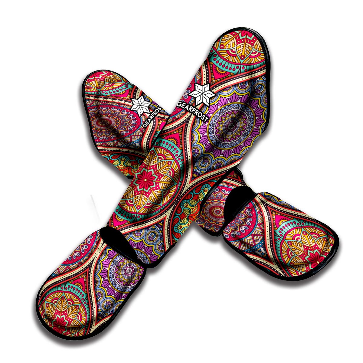Oval Bohemian Mandala Patchwork Print Muay Thai Shin Guard