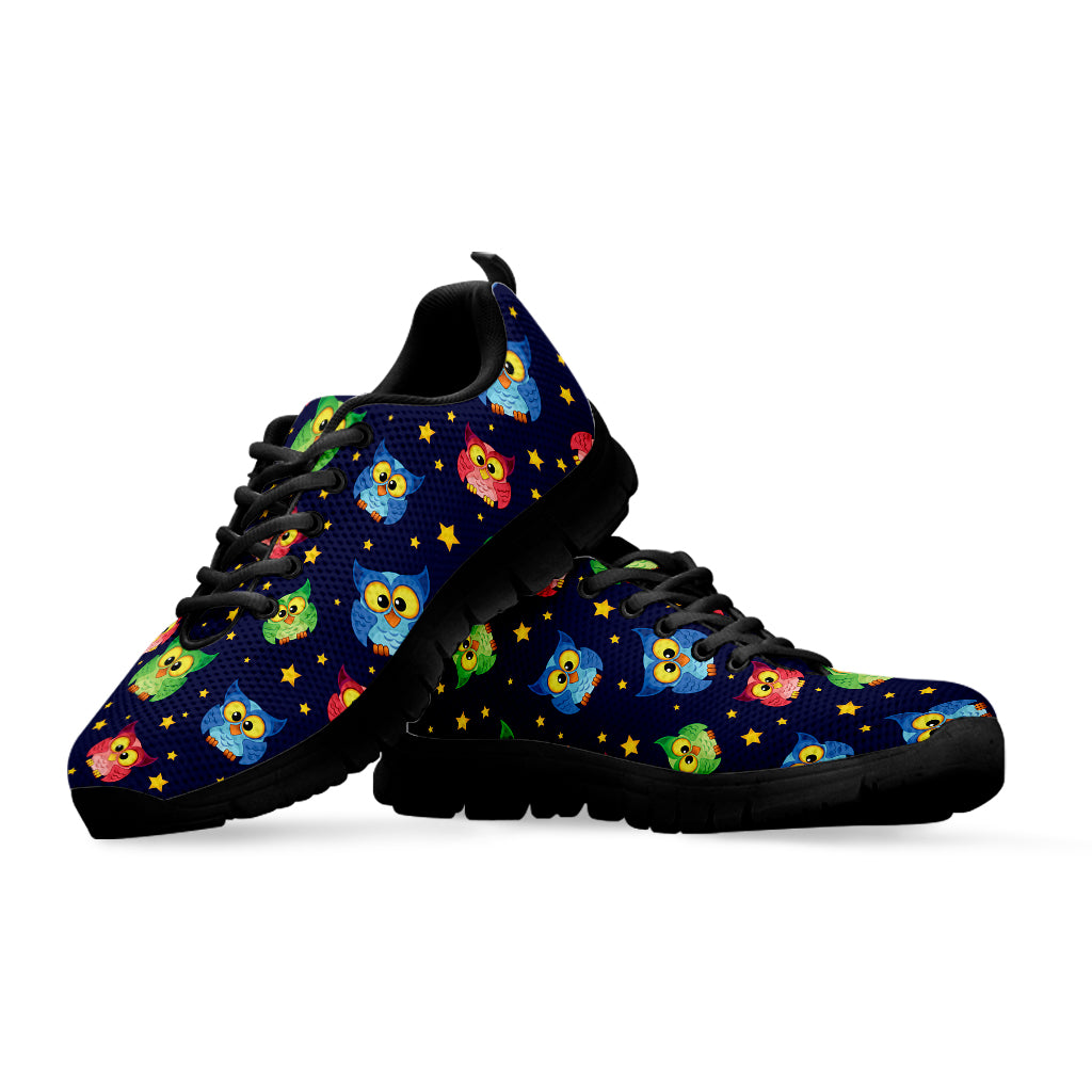 Owl And Star Pattern Print Black Sneakers
