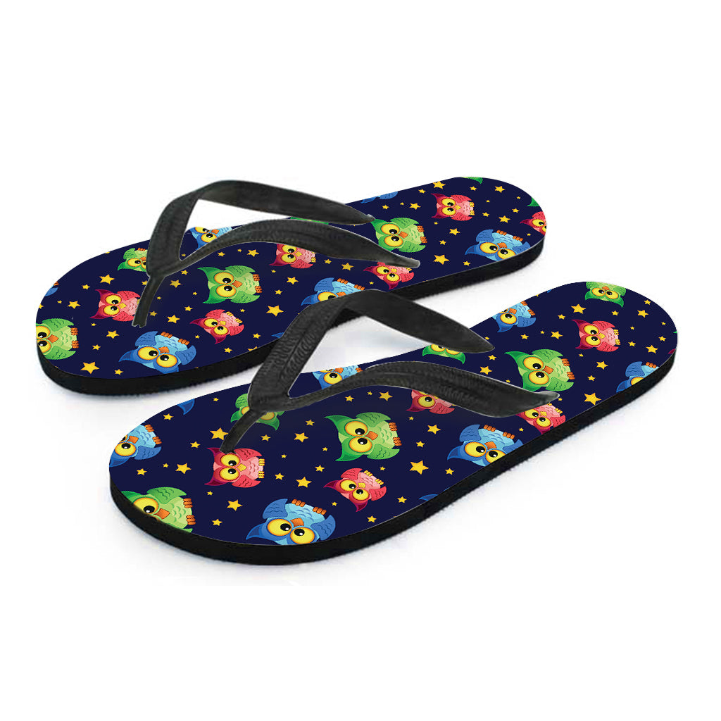 Owl And Star Pattern Print Flip Flops