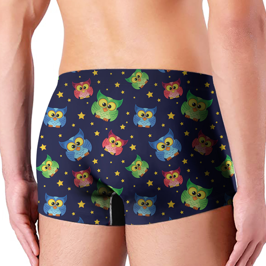 Owl And Star Pattern Print Men's Boxer Briefs