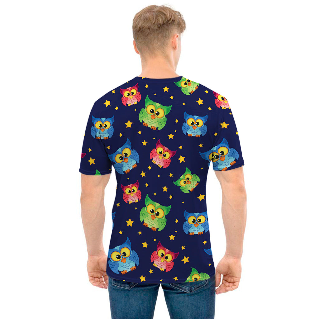 Owl And Star Pattern Print Men's T-Shirt