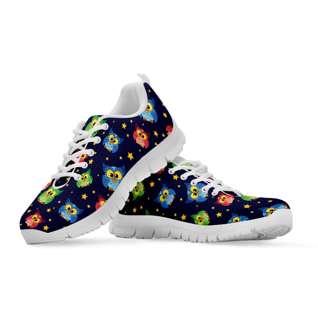 Owl And Star Pattern Print White Sneakers