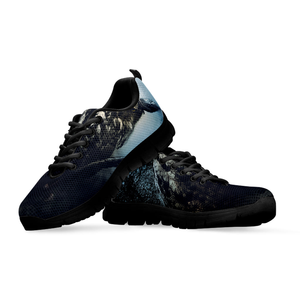 Owl At Night Print Black Sneakers