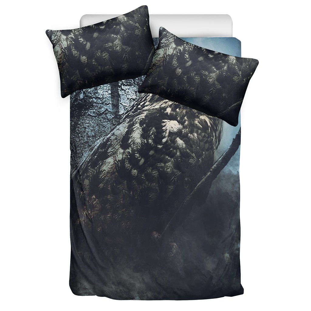 Owl At Night Print Duvet Cover Bedding Set