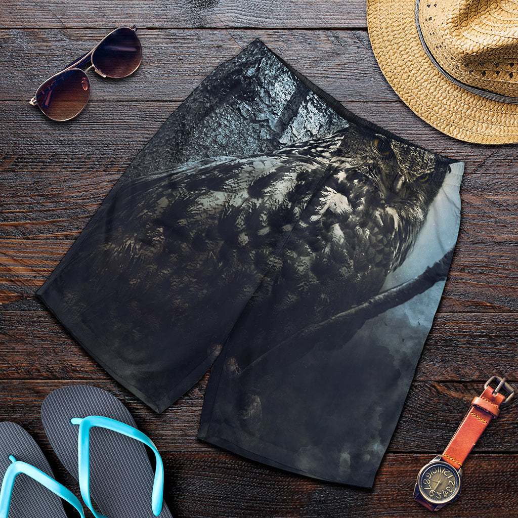 Owl At Night Print Men's Shorts