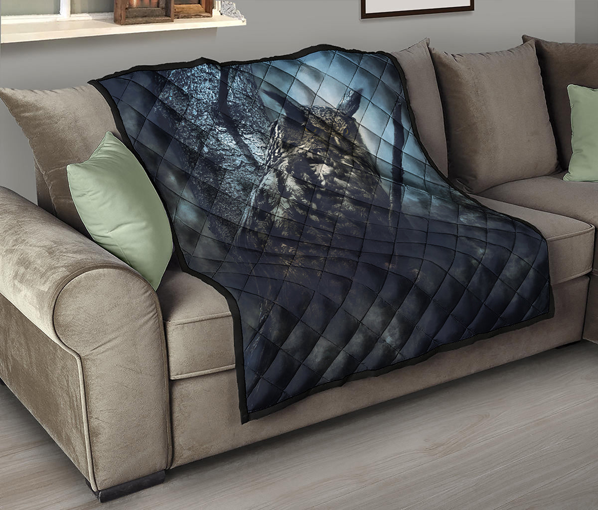 Owl At Night Print Quilt