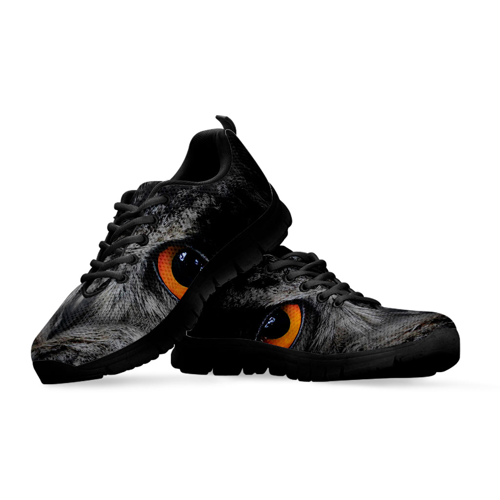 Owl Eyes Print Black Sneakers