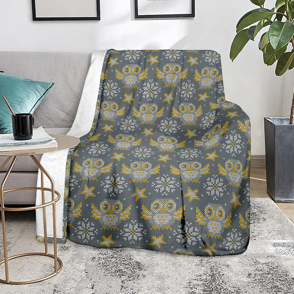 Owl Knitted Pattern Print Blanket