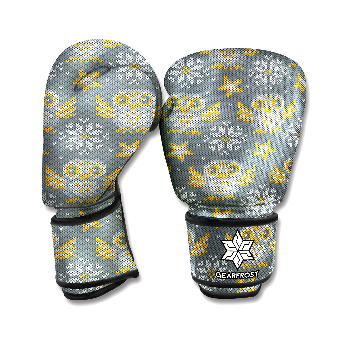 Owl Knitted Pattern Print Boxing Gloves