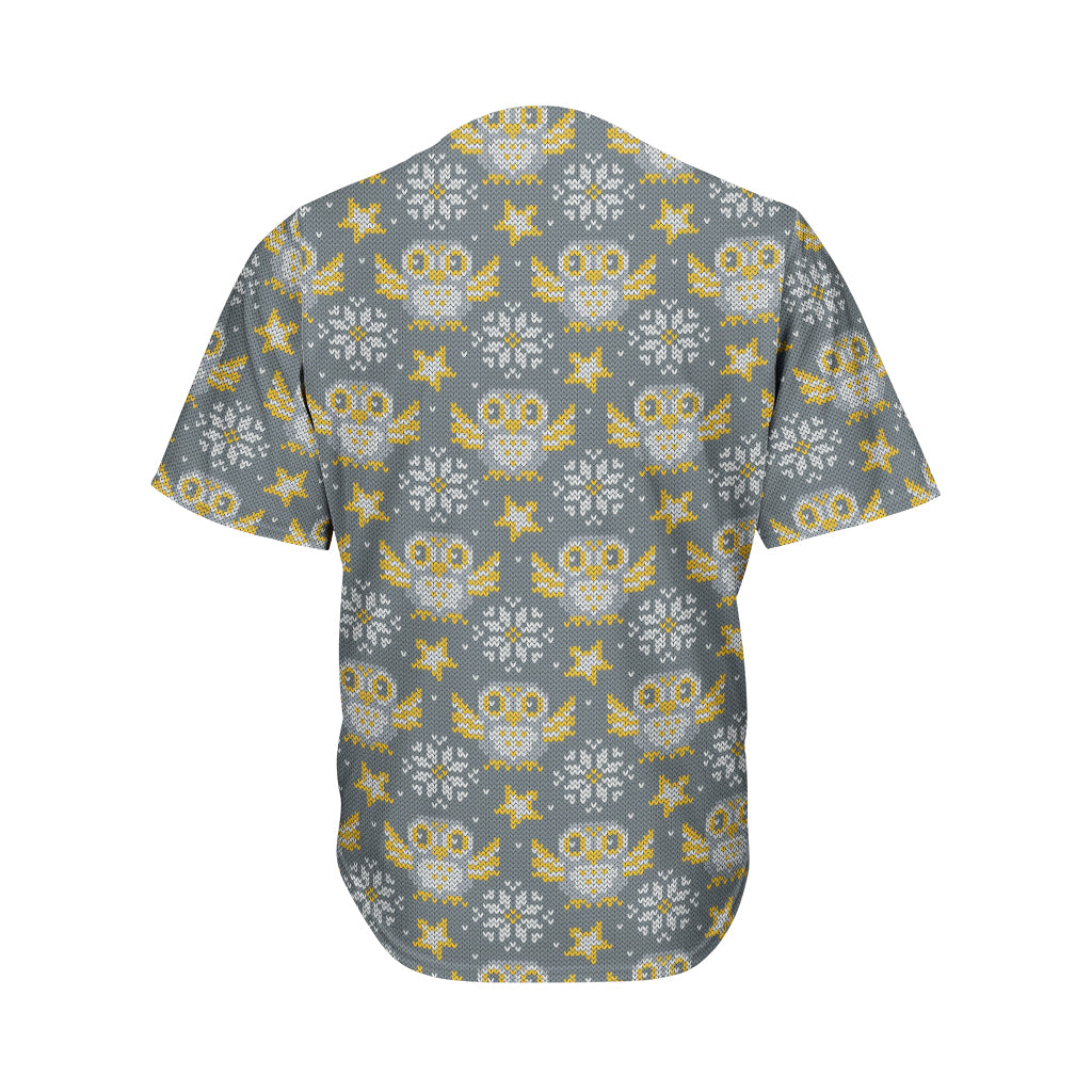 Owl Knitted Pattern Print Men's Baseball Jersey
