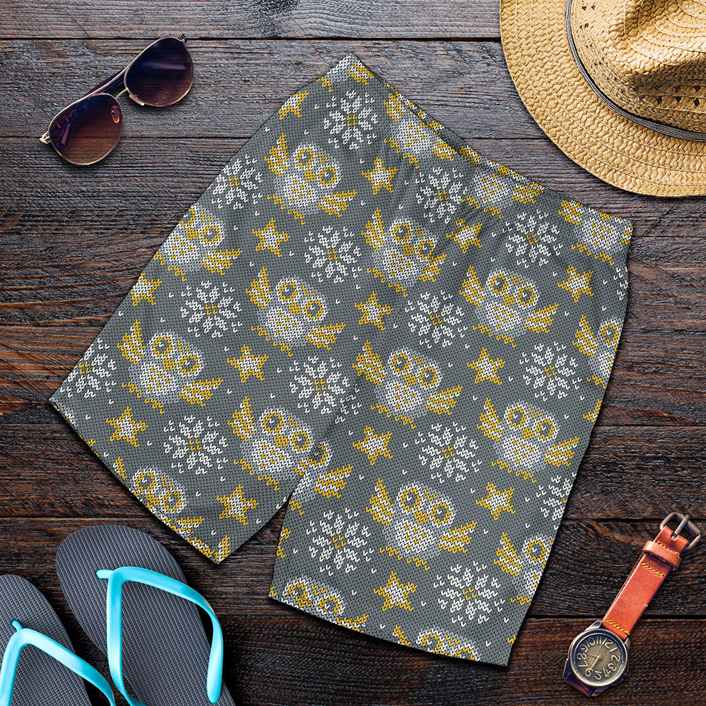 Owl Knitted Pattern Print Men's Shorts