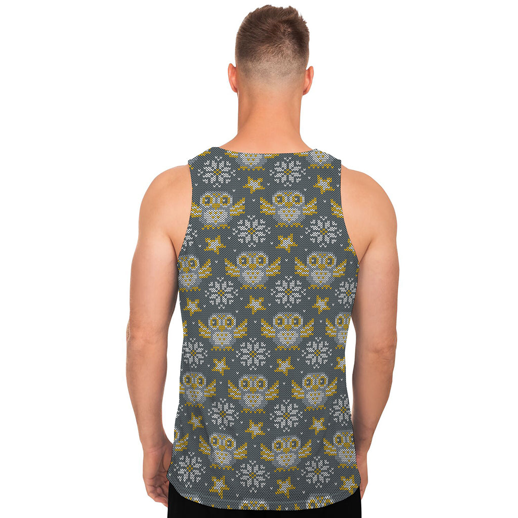 Owl Knitted Pattern Print Men's Tank Top