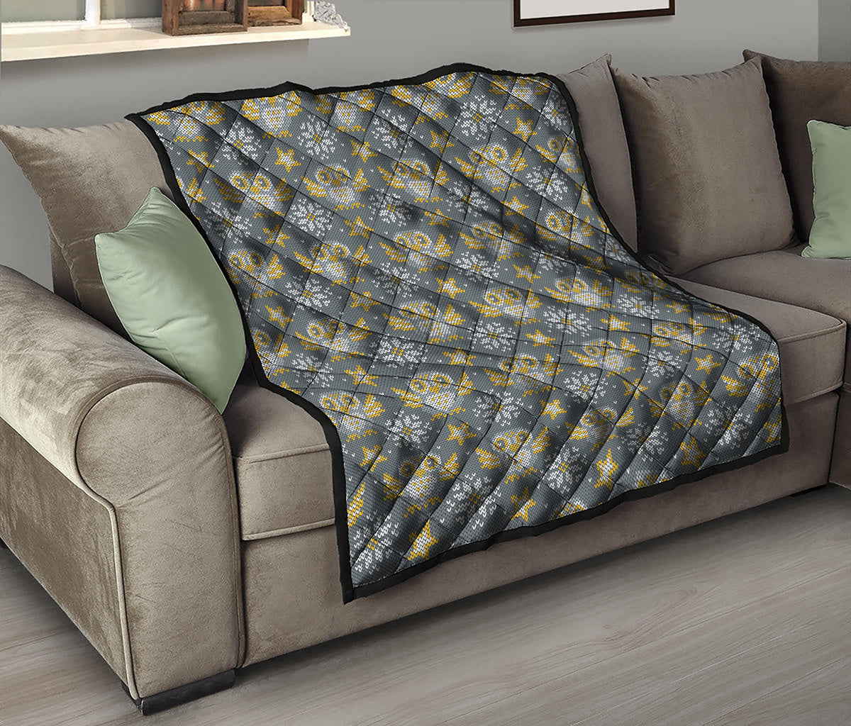 Owl Knitted Pattern Print Quilt