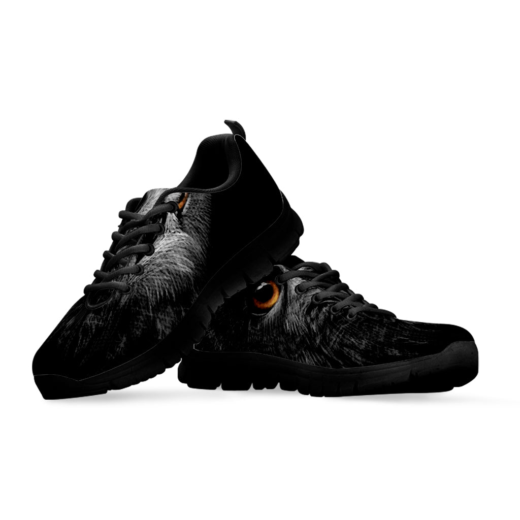 Owl Portrait Print Black Sneakers