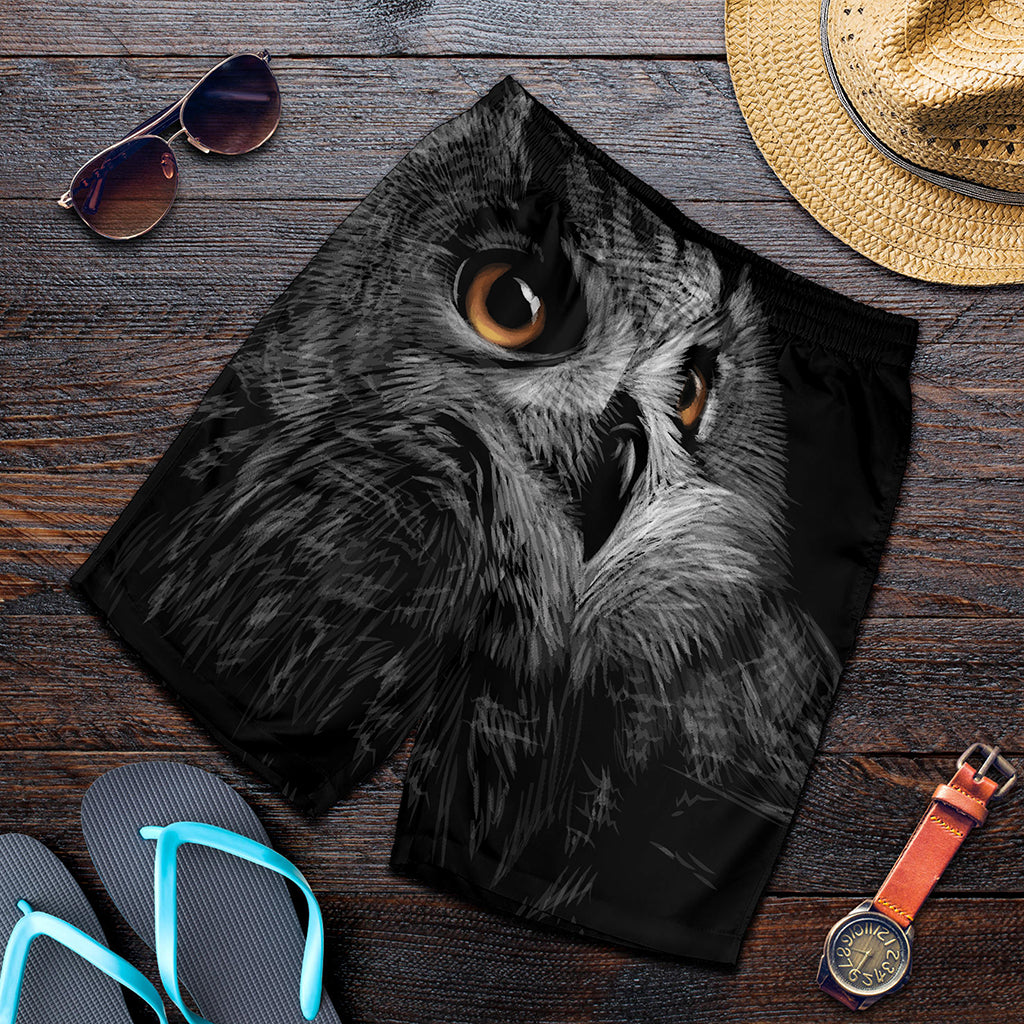 Owl Portrait Print Men's Shorts