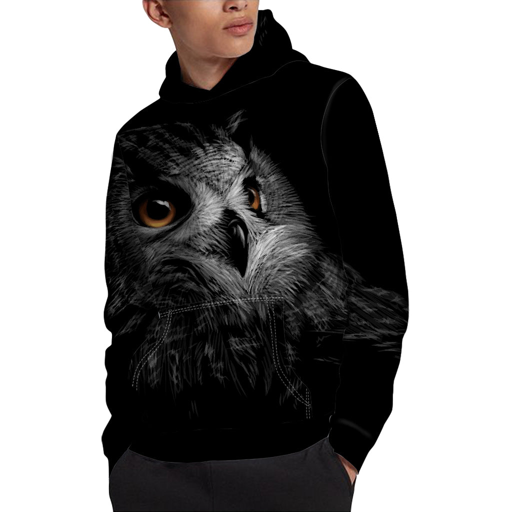 Owl Portrait Print Pullover Hoodie