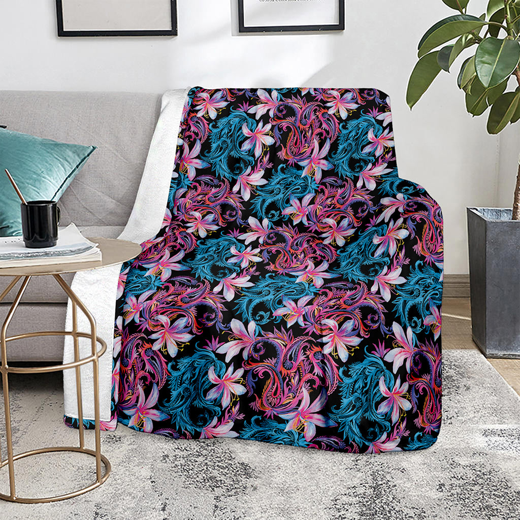 Paisley And Floral Pattern Print Blanket