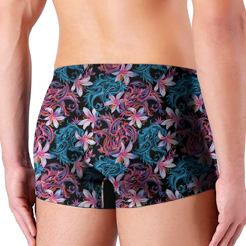 Paisley And Floral Pattern Print Men's Boxer Briefs