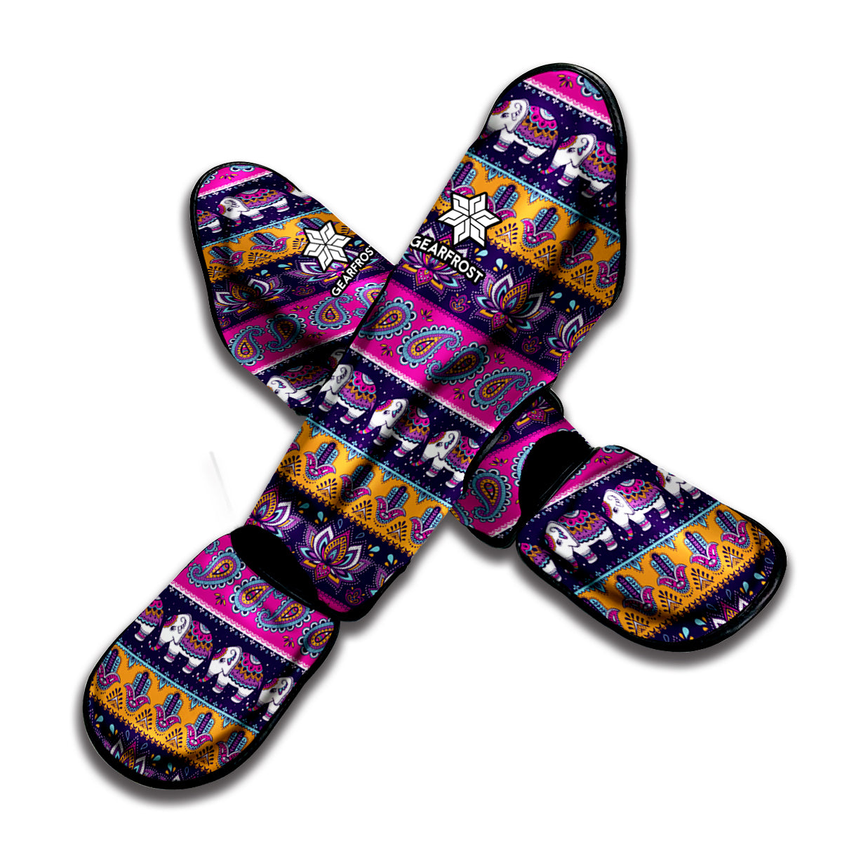 Paisley Elephant Hamsa Pattern Print Muay Thai Shin Guard