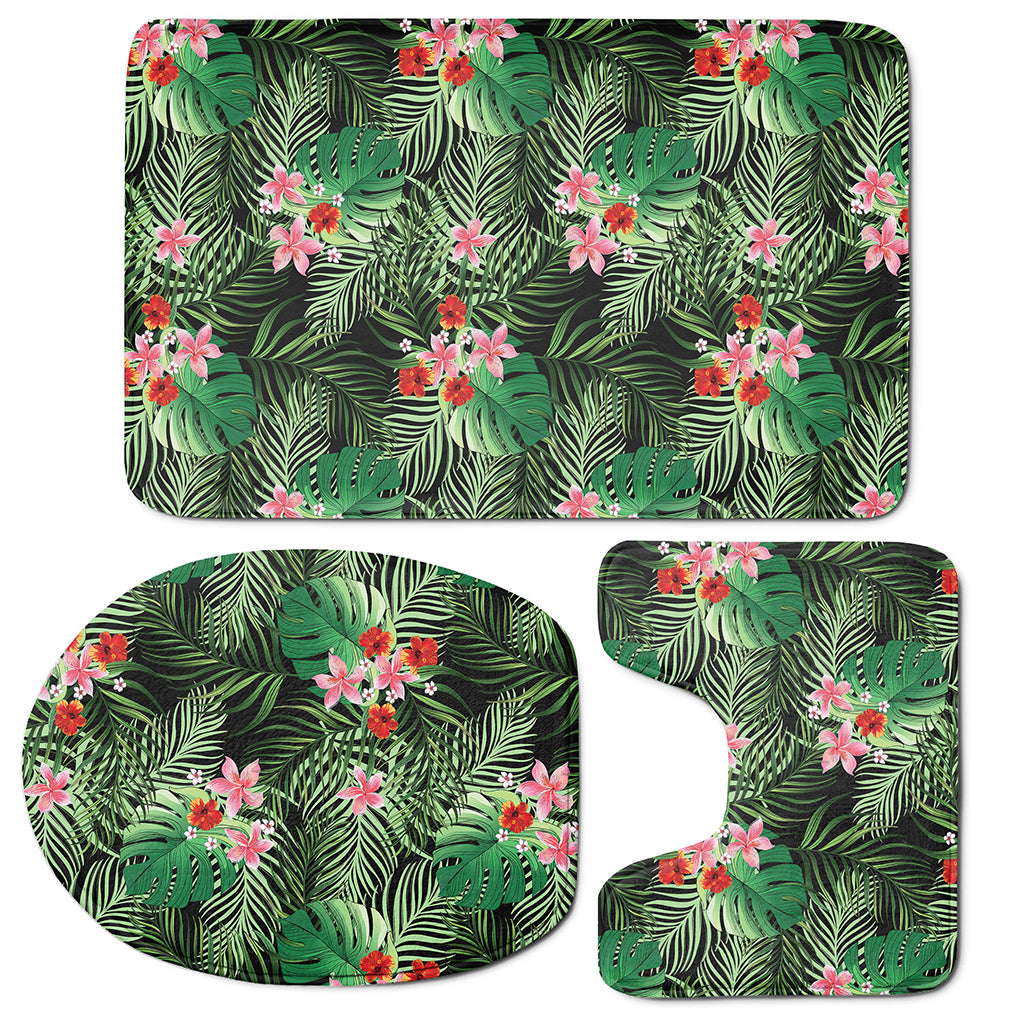 Palm Hawaiian Tropical Pattern Print 3 Piece Bath Mat Set