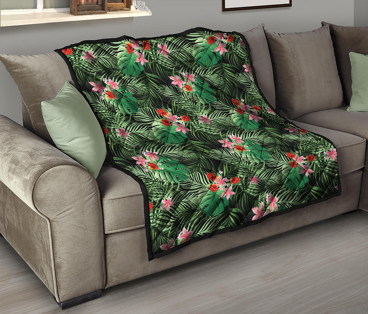 Palm Hawaiian Tropical Pattern Print Quilt