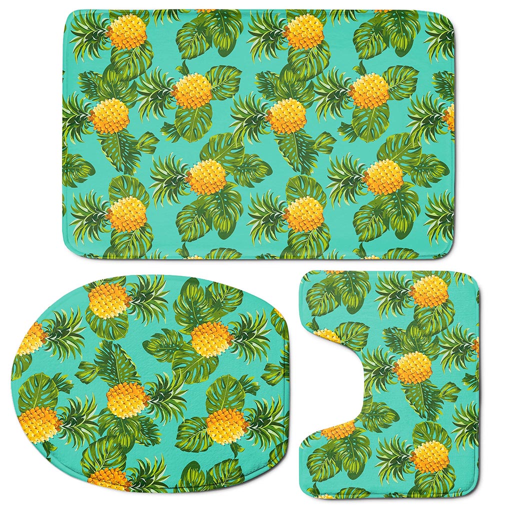 Palm Leaf Pineapple Pattern Print 3 Piece Bath Mat Set