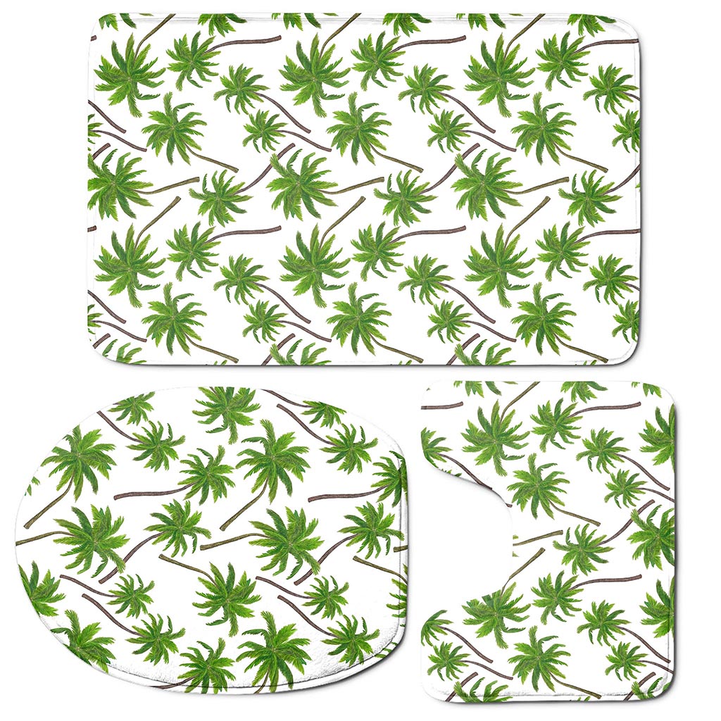 Palm Tree Pattern Print 3 Piece Bath Mat Set
