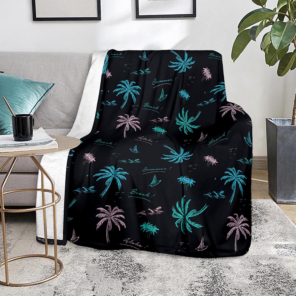 Palm Tree Summer Beach Pattern Print Blanket