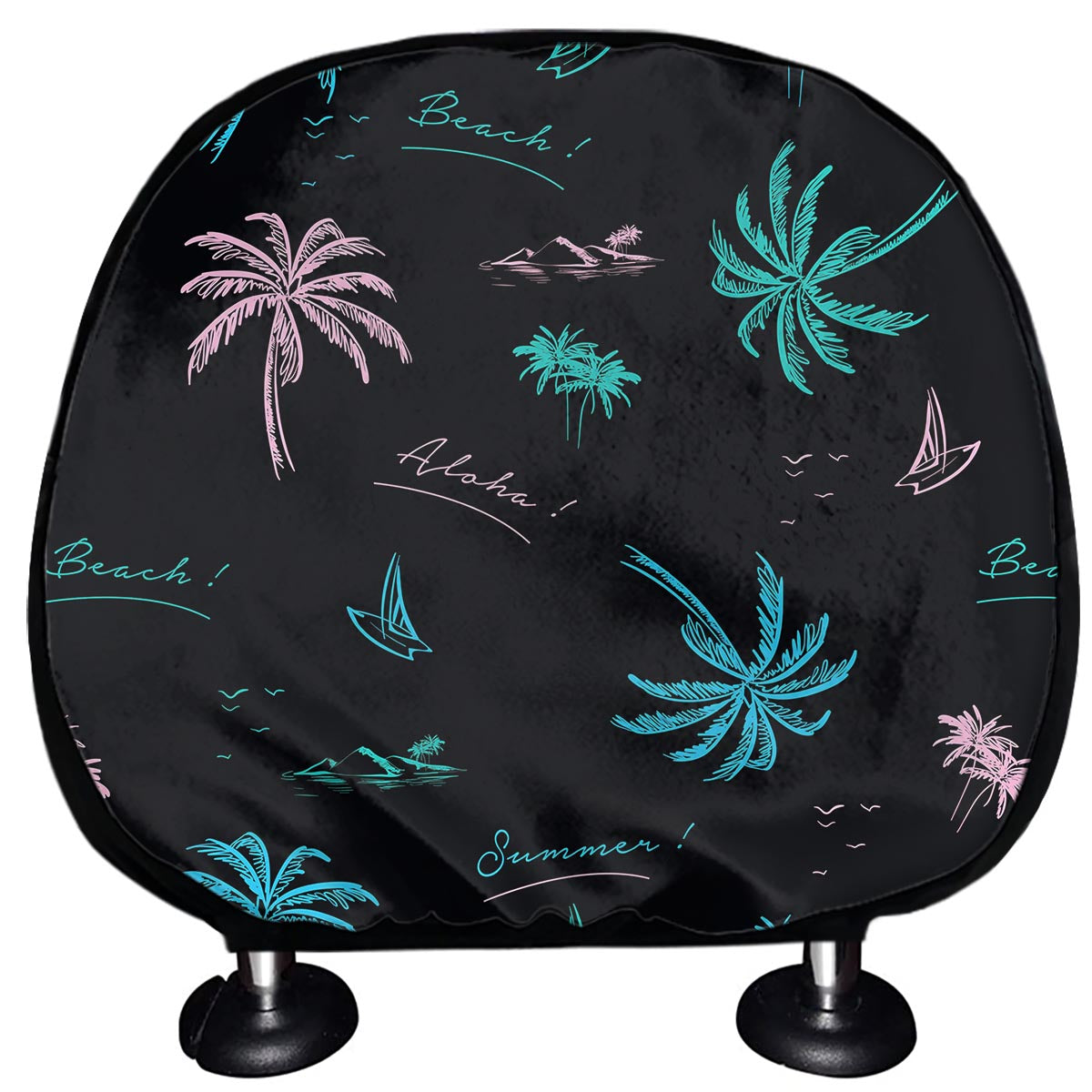 Palm Tree Summer Beach Pattern Print Car Headrest Covers