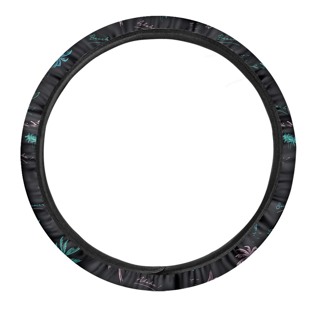 Palm Tree Summer Beach Pattern Print Car Steering Wheel Cover