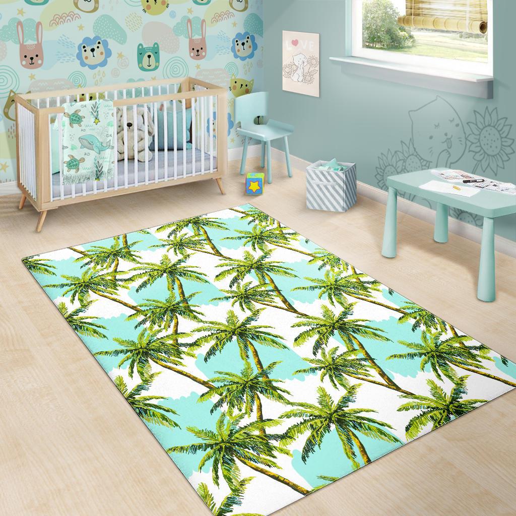 Palm Tree Tropical Pattern Print Area Rug GearFrost