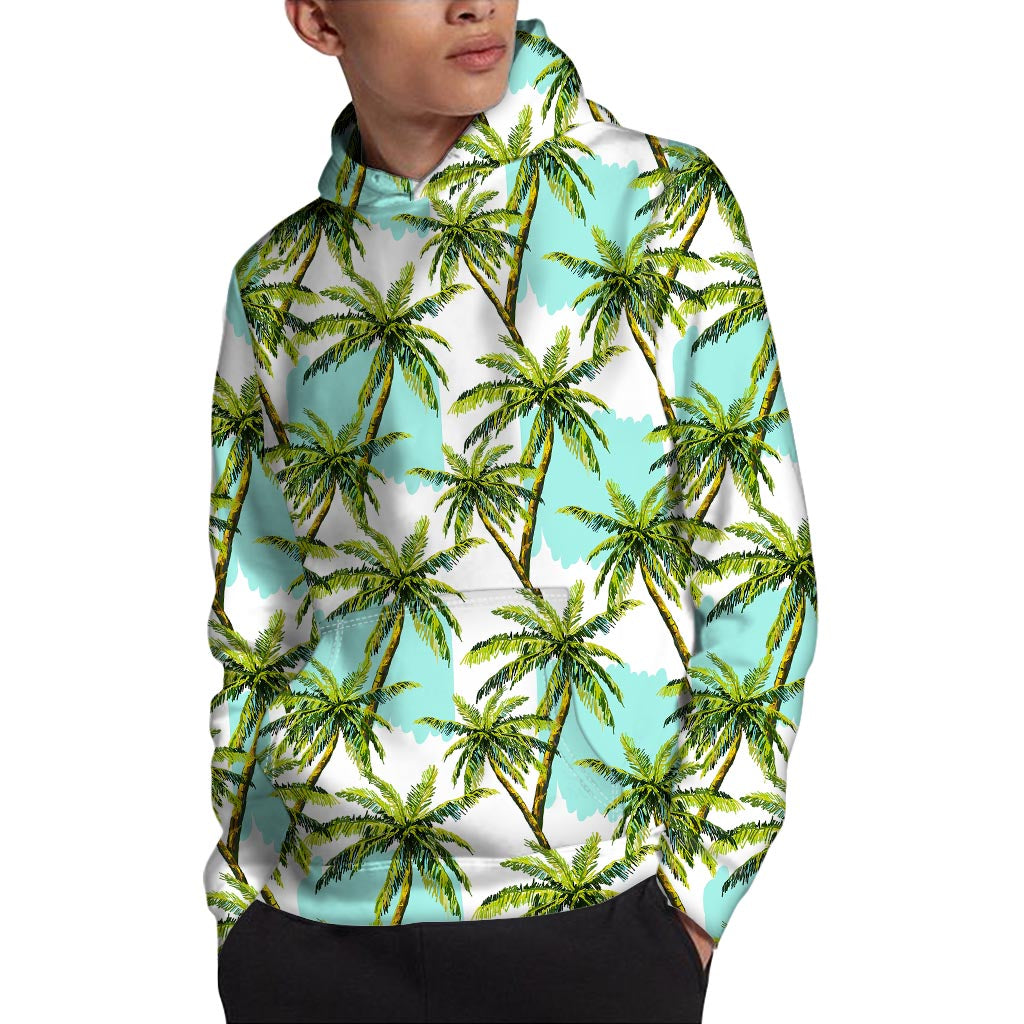 Palm Tree Tropical Pattern Print Pullover Hoodie