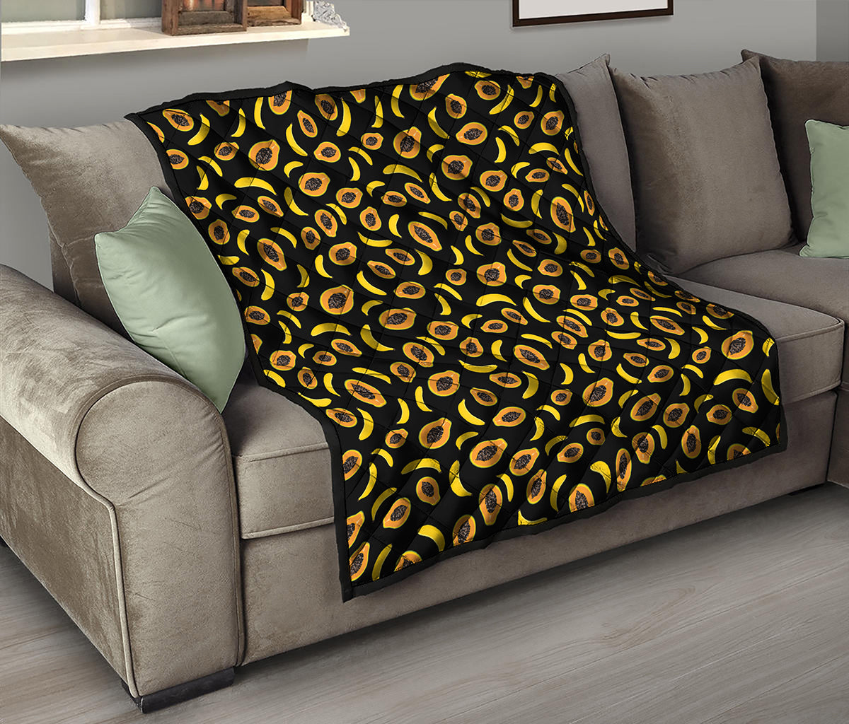 Papaya And Banana Pattern Print Quilt