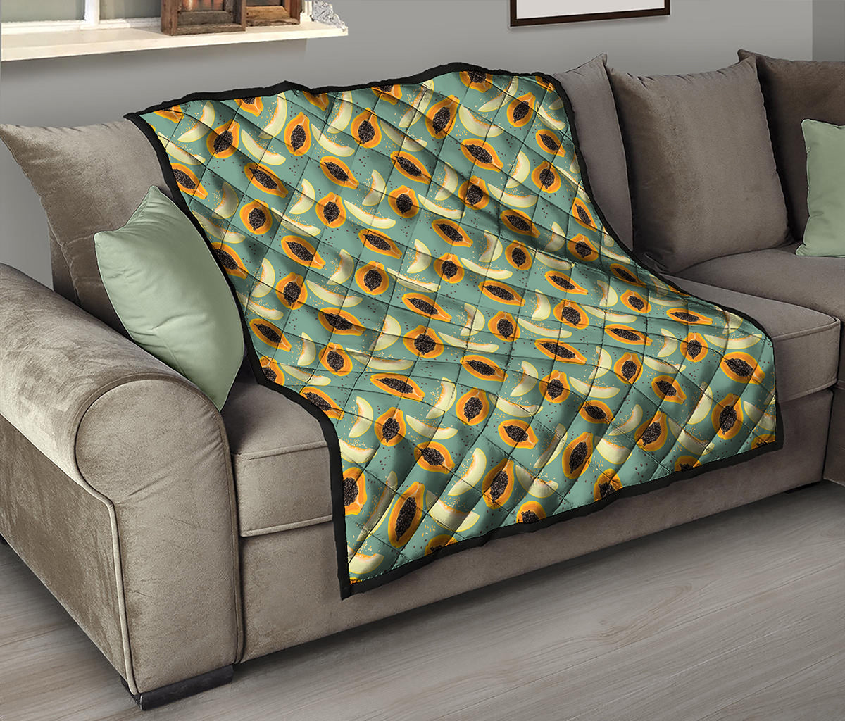 Papaya And Melon Pattern Print Quilt