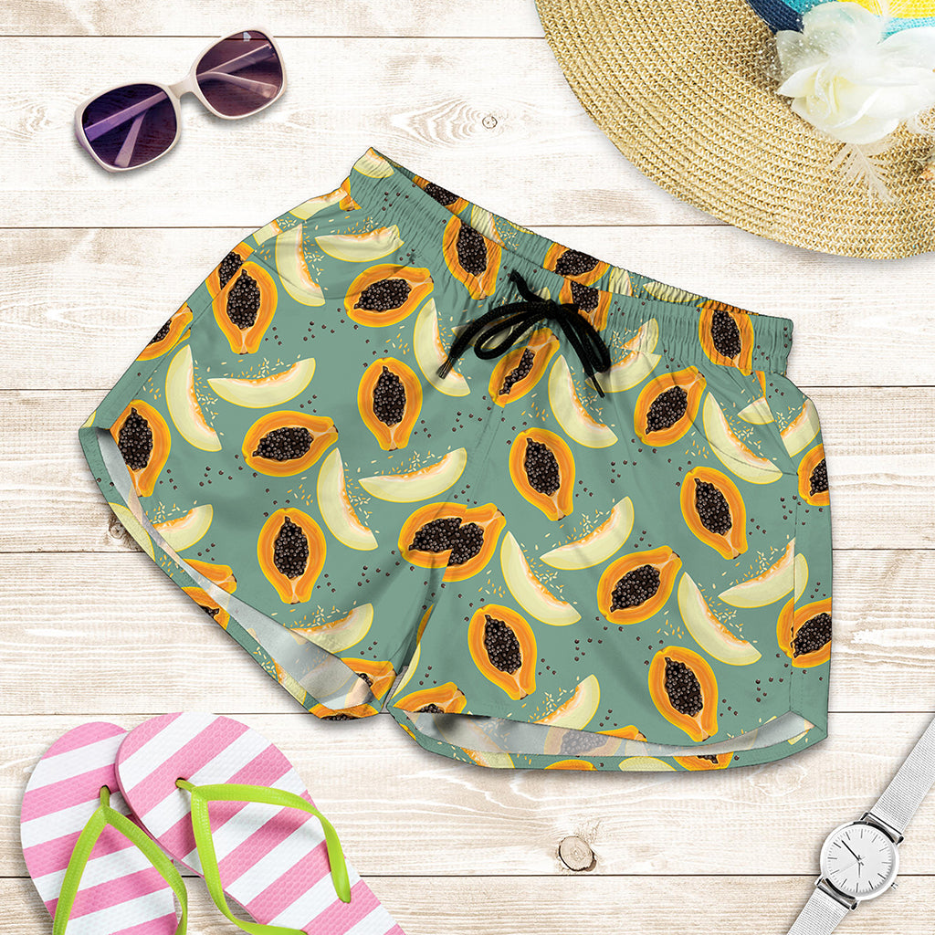 Papaya And Melon Pattern Print Women's Shorts