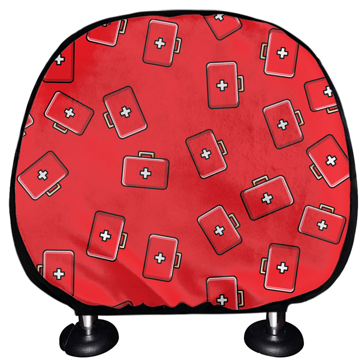 Paramedic First Aid Kit Pattern Print Car Headrest Covers