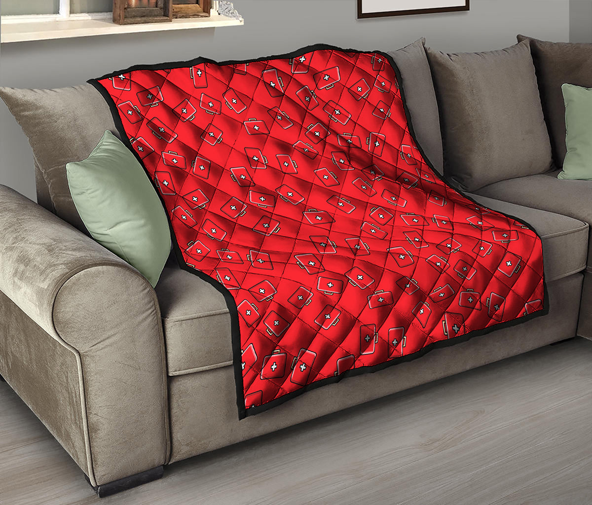 Paramedic First Aid Kit Pattern Print Quilt