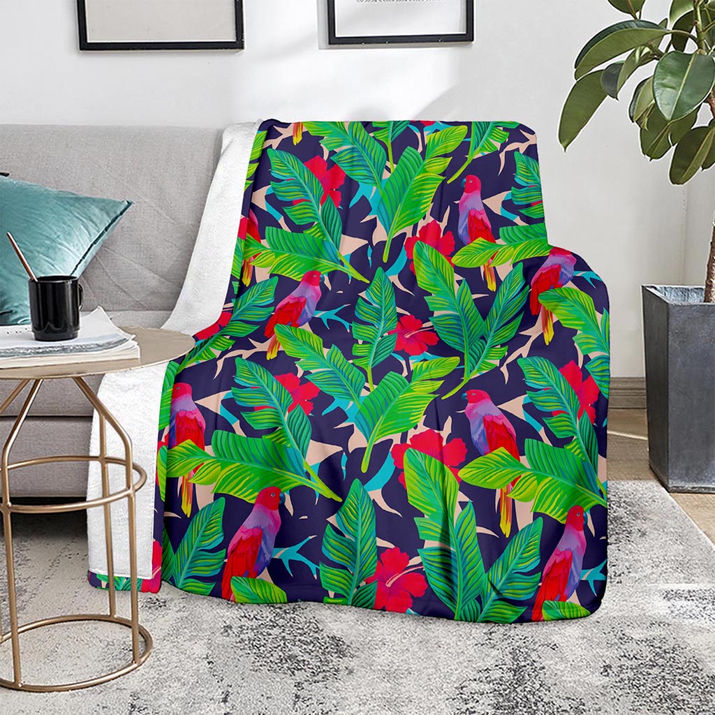 Parrot Banana Leaf Hawaii Pattern Print Blanket