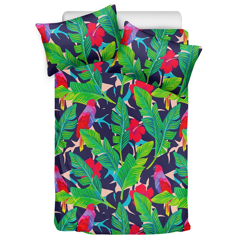 Parrot Banana Leaf Hawaii Pattern Print Duvet Cover Bedding Set