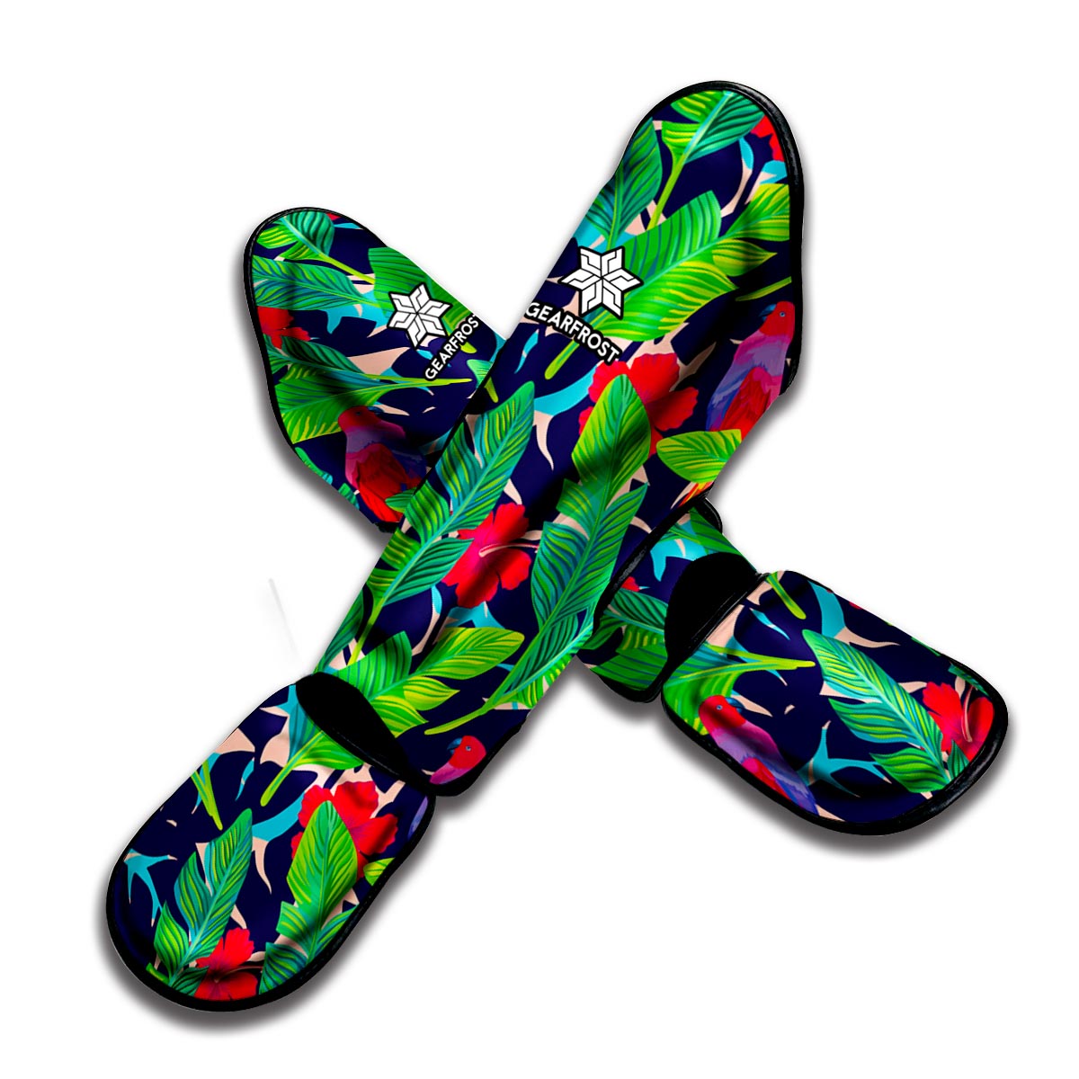 Parrot Banana Leaf Hawaii Pattern Print Muay Thai Shin Guard