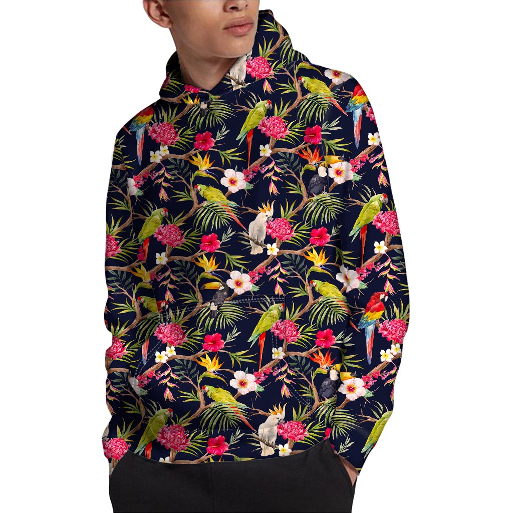 Parrot Toucan Tropical Pattern Print Pullover Hoodie