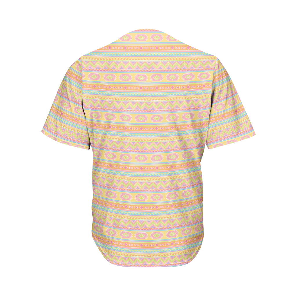 Pastel Aztec Tribal Pattern Print Men's Baseball Jersey