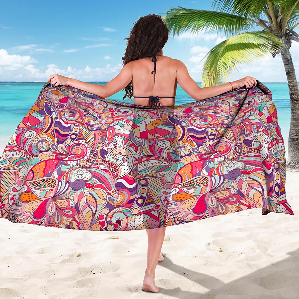 Pastel Bohemian Floral Pattern Print Beach Sarong Wrap